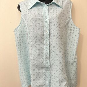 Scott Sterling Golf Clubs Pattern Print Sleeveless Polo Classic Shirt size L/XL